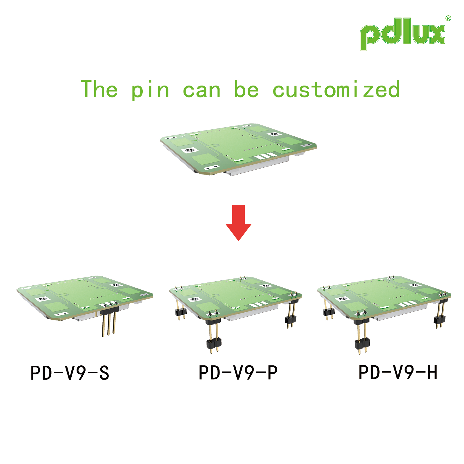 PDLUX রোলস আউট আপগ্রেড করা PD-V9H/PD-V9P/PD-V9S X-ব্যান্ড ডপলার সেন্সিং মডিউল, কাস্টম পিন-মুক্ত সংস্করণ ঐচ্ছিক