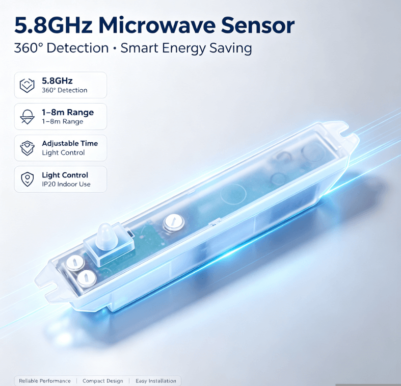PD-MV1020 5.8GHz মাইক্রোওয়েভ সেন্সর | লুকানো ইনস্টল, আলোর জন্য কম মিথ্যা ট্রিগার